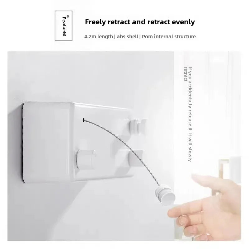 Punch-free Invisible Telescopic Drying Rack Balcony Bathroom Indoor And Outdoor Drying Rack Bold 304 Stainless Steel Wire Rope