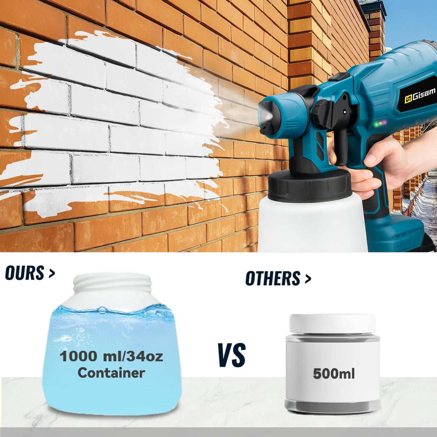 1000ML Cordless Electric Spray Gun Powerful HVLP Paint Sprayer Auto Furniture Steel Coating Airbrush For Makita 18V Battery Pin