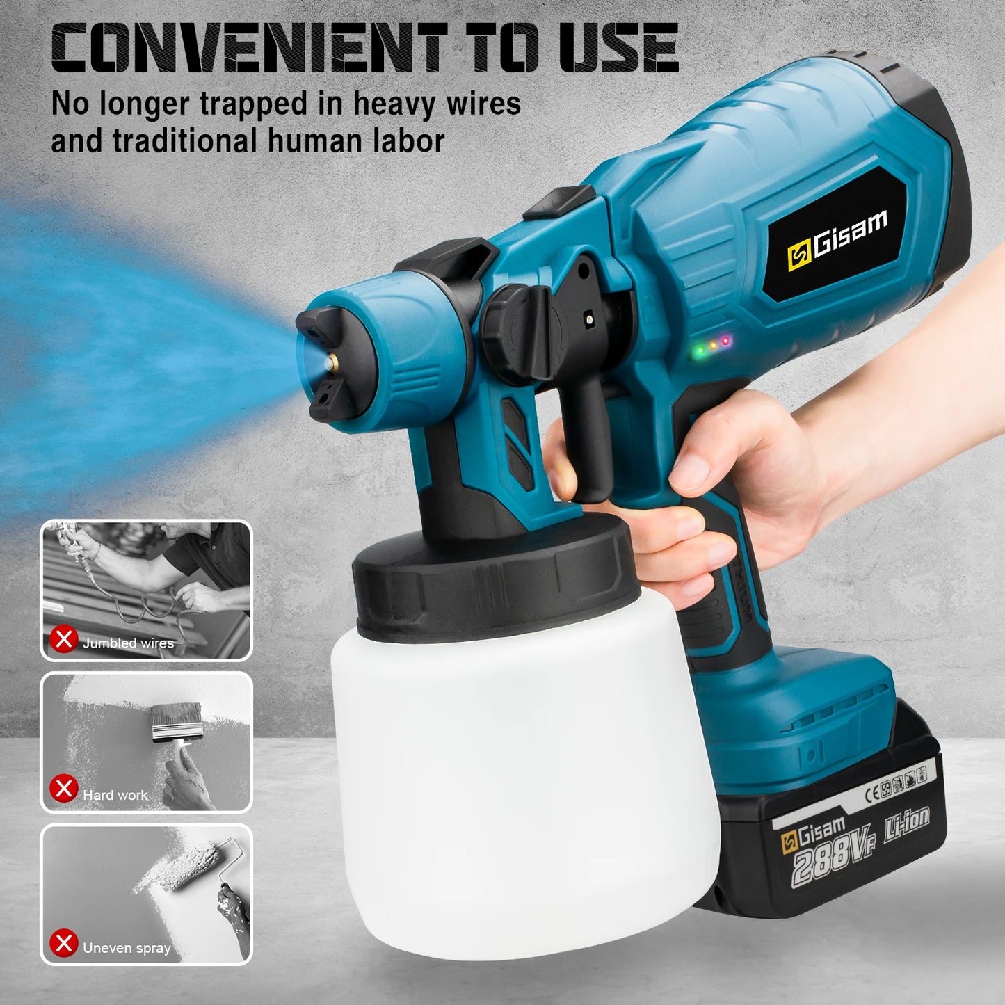 1000ML Cordless Electric Spray Gun Powerful HVLP Paint Sprayer Auto Furniture Steel Coating Airbrush For Makita 18V Battery Pin